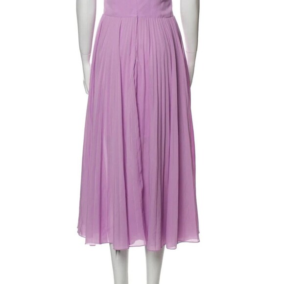 DESIGNER HALSTON HERITAGE PURPLE CREW NECK SLEEVELESS PLEATED A LINE DRESS 12.R - Picture 10 of 15